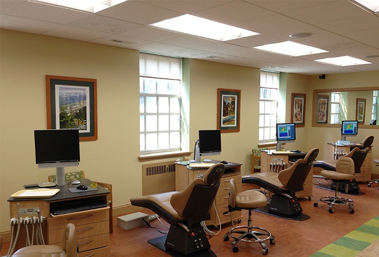 Dental treatment room at Treehouse Pediatric Dentistry in Northampton