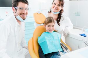 Little girl in the dentists chair
